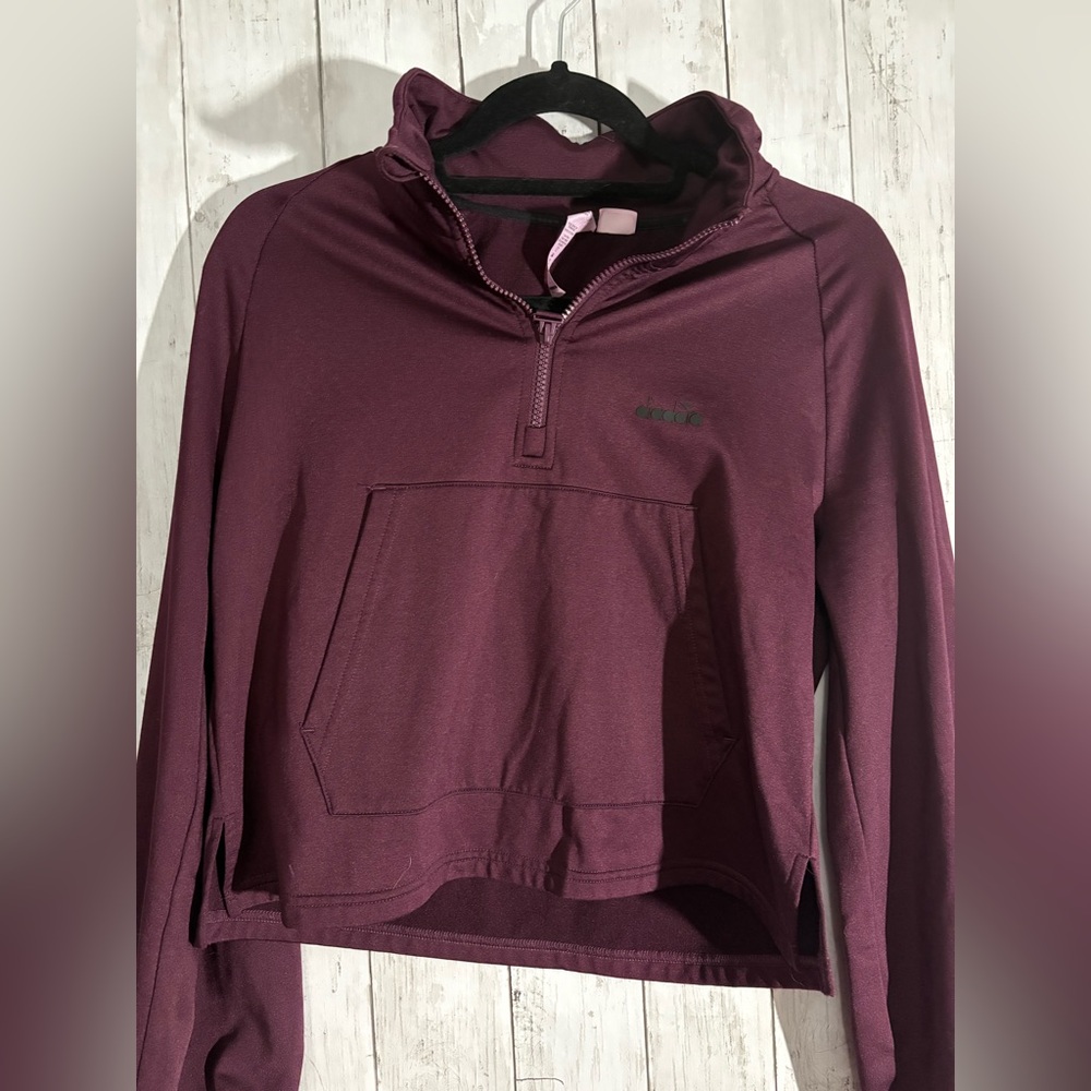 Diadora burgundy quarter zip sweater women’s